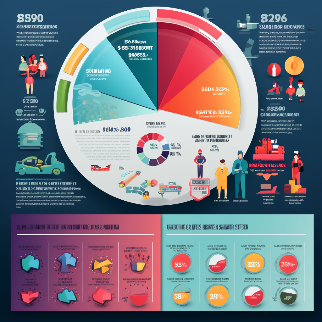 Colorful financial data infographic.