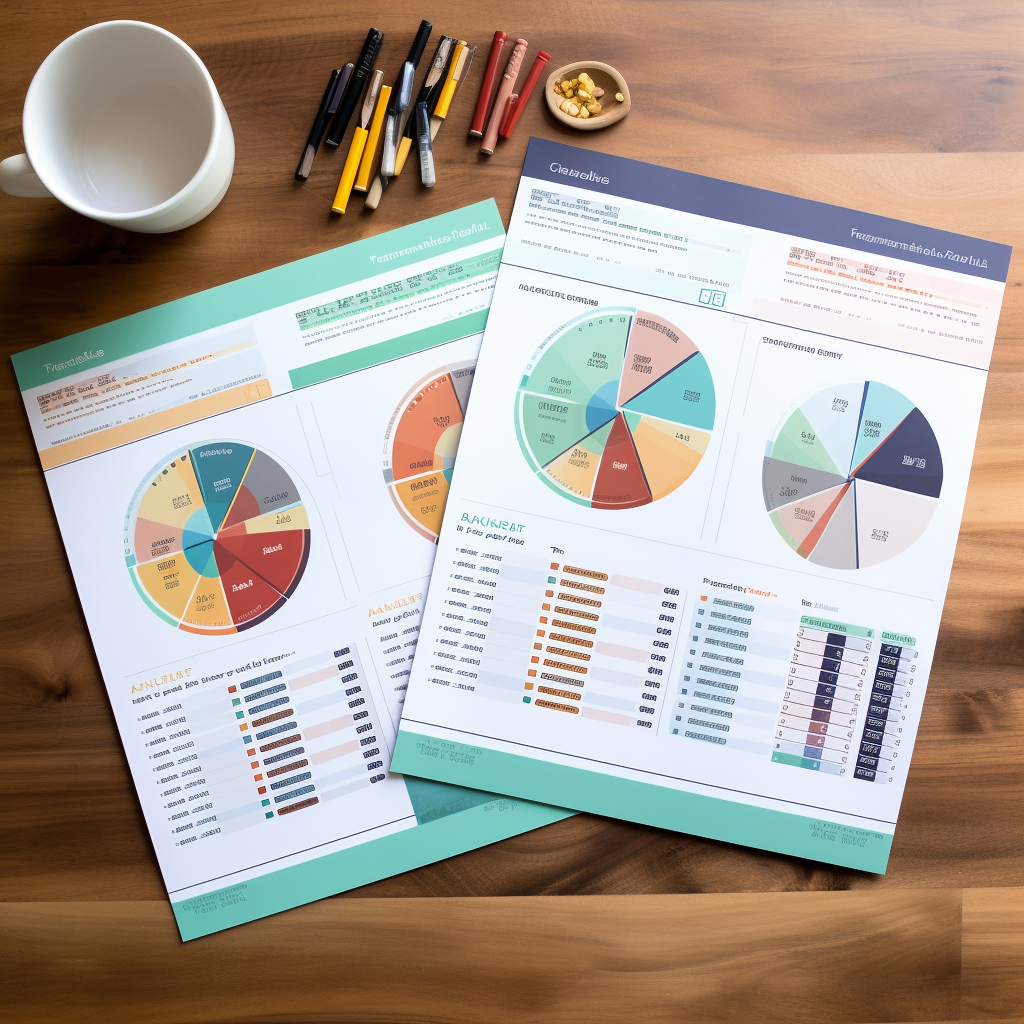 Colorful financial data charts