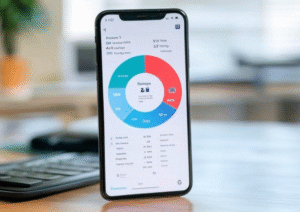 Mobile screen showing expense chart