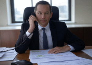 Businessman talking on phone


