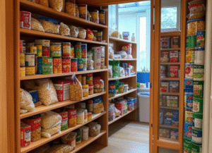Well-stocked food pantry