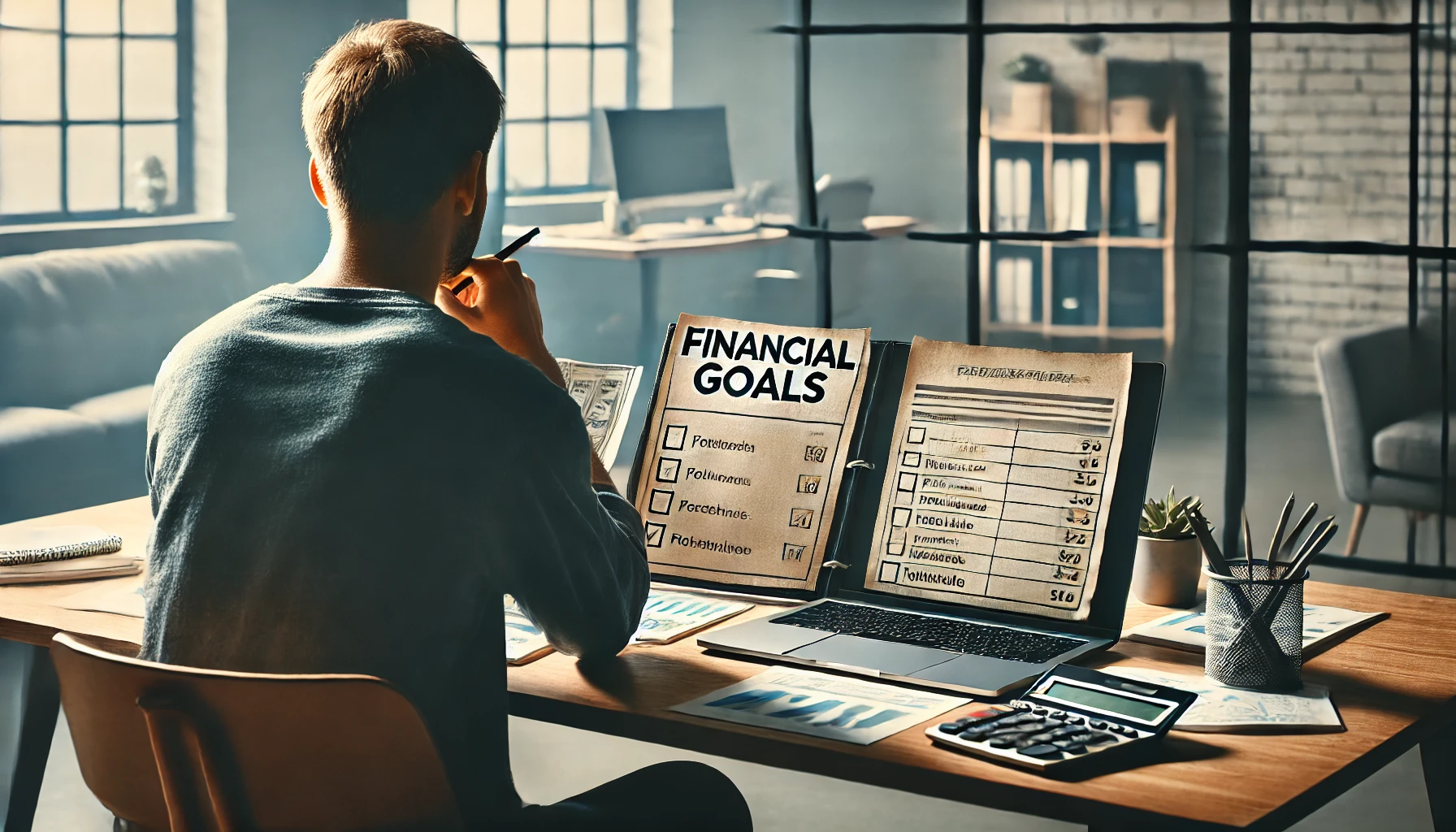 Planning financial goals workspace.

