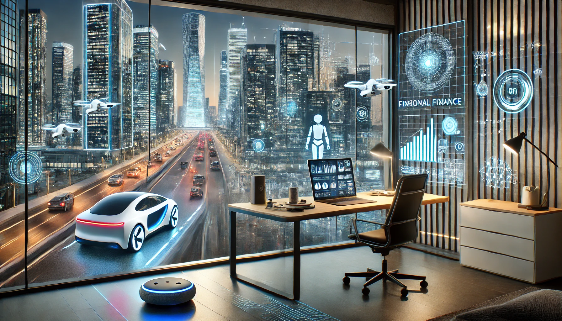 Futuristic city with technology