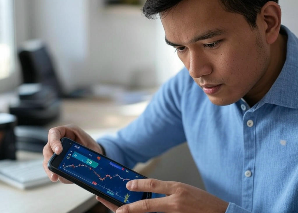 Man analyzing stock graph