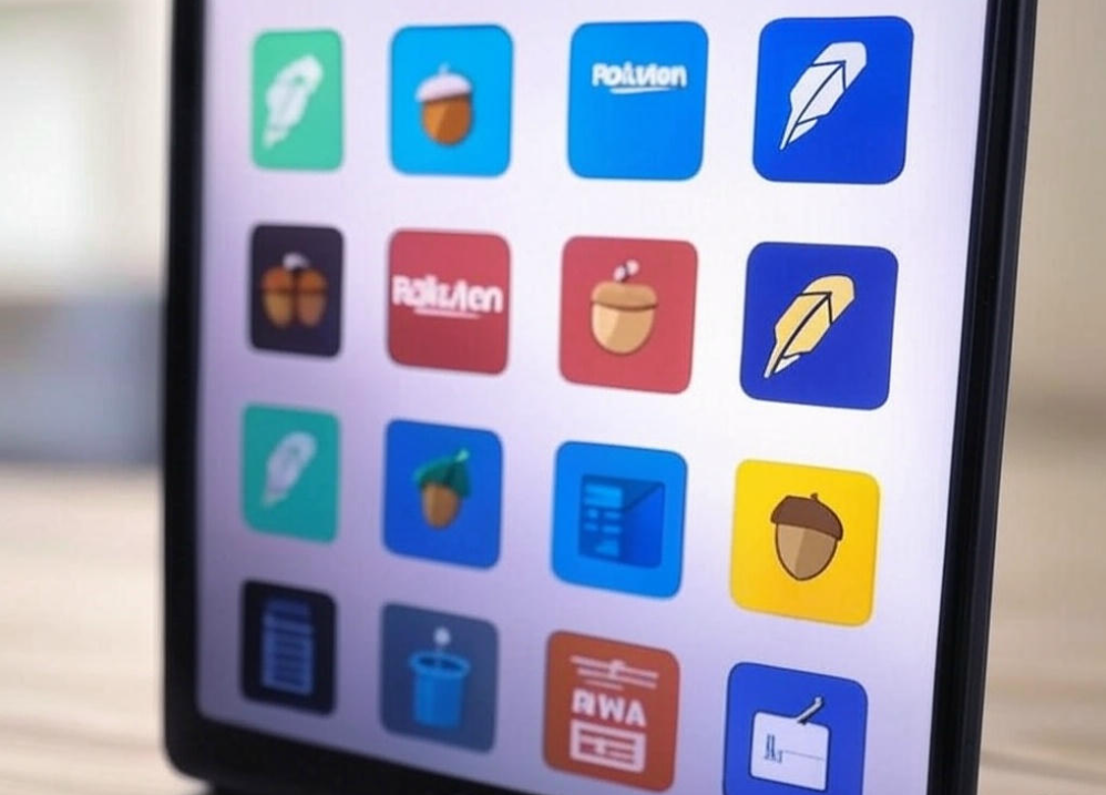 Tablet showing finance apps 