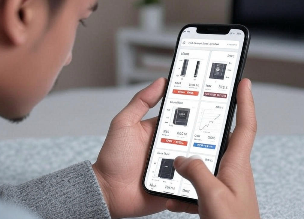 Browsing finance app interface