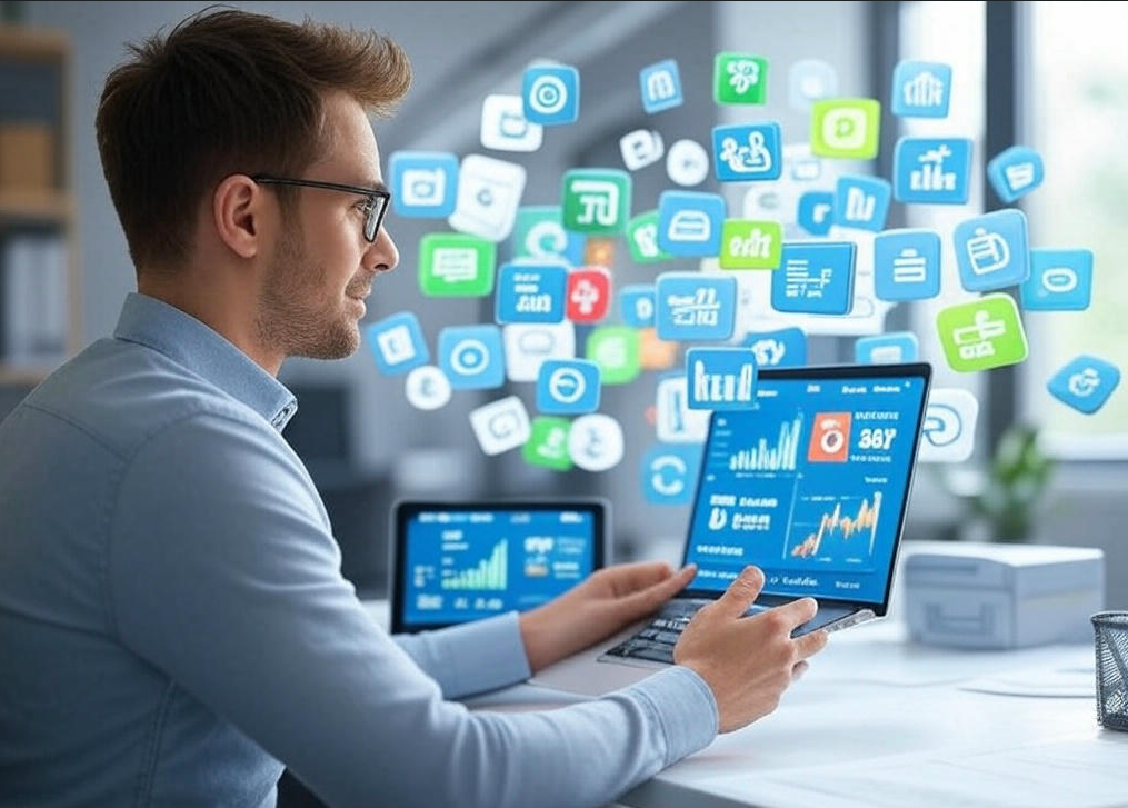 Man analyzing digital data

