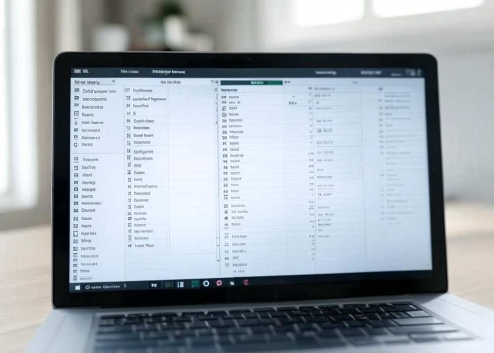 Spreadsheet open on laptop