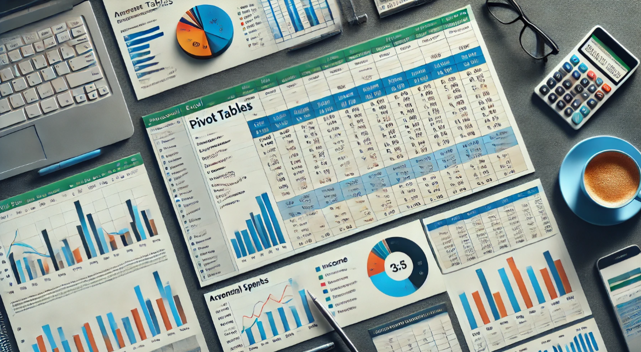 Financial charts and spreadsheets