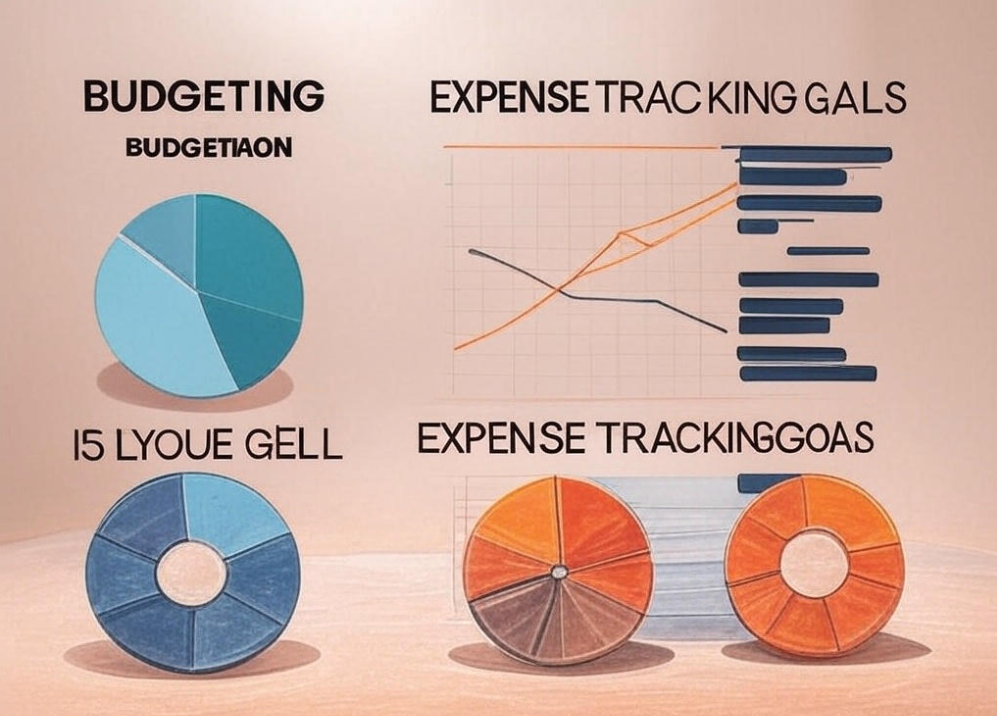 Colorful financial charts display