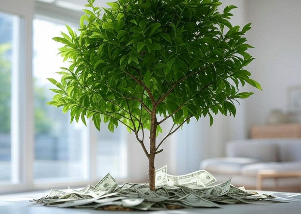 Money growing investment tree