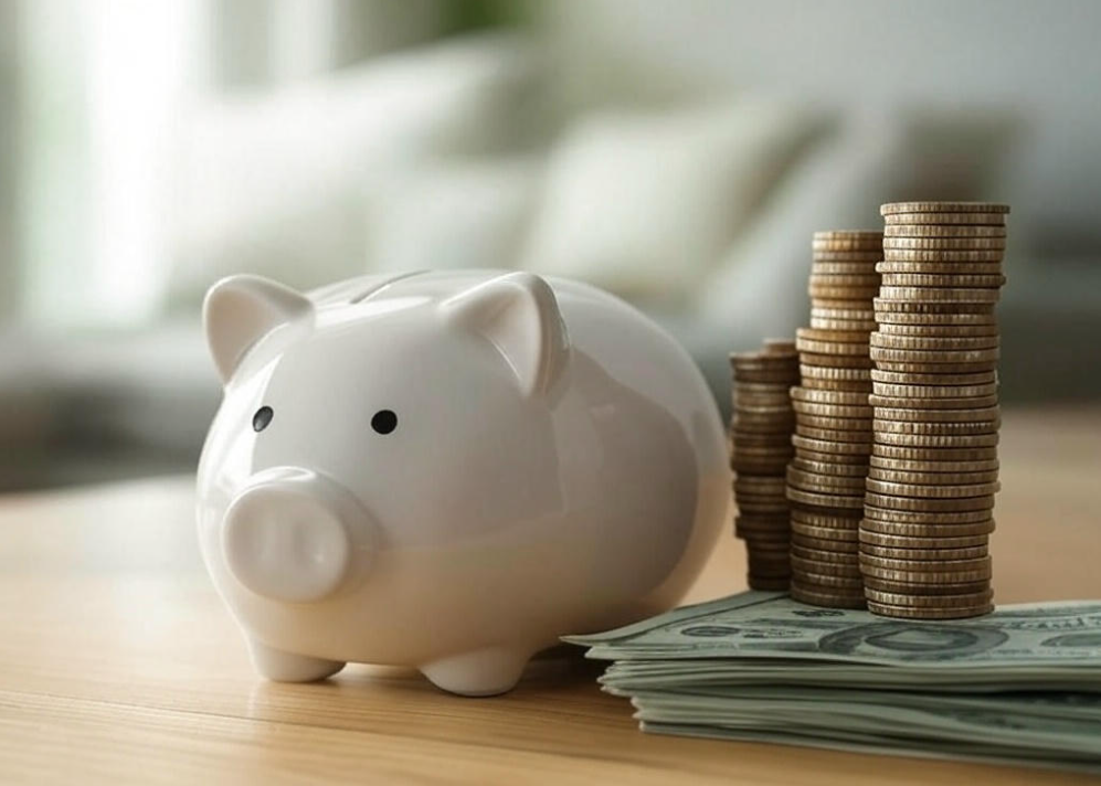 Piggy bank saving money