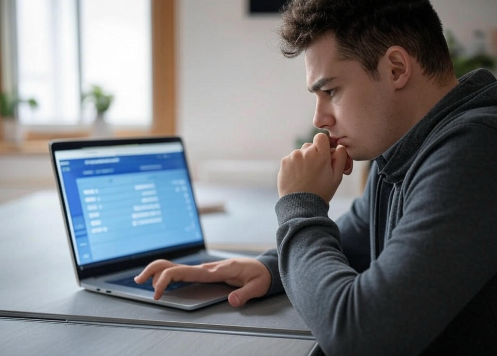 Man checking online banking