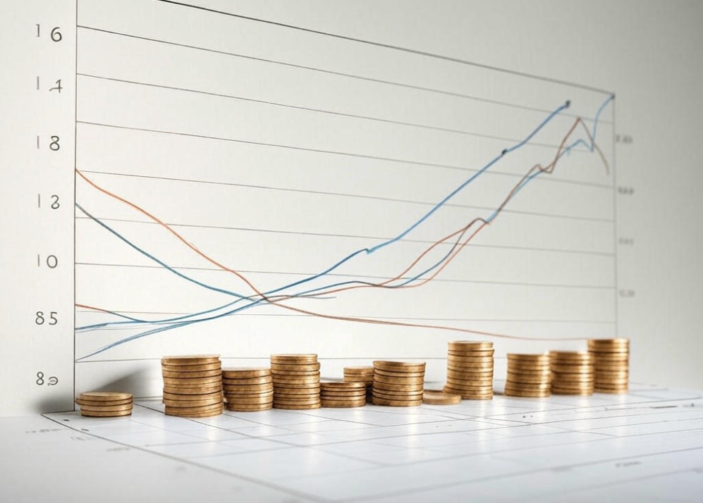 Coin stacks with graph.