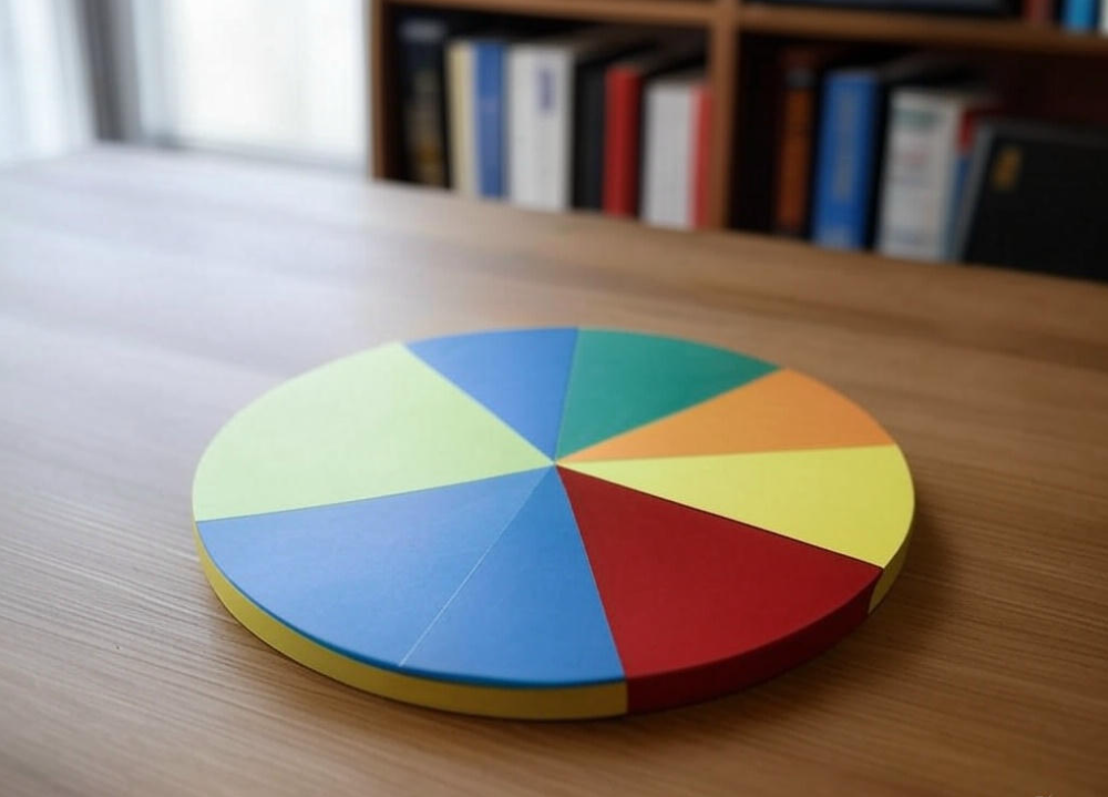 "Colorful circular pie chart."

