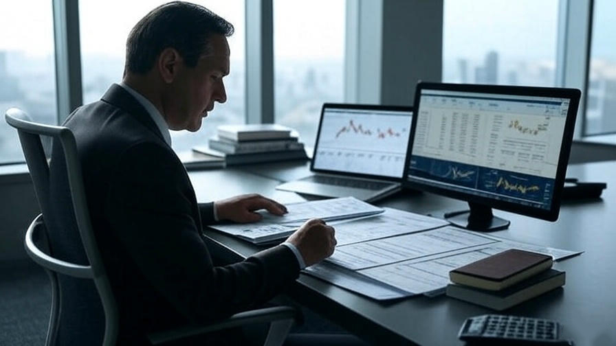 Businessman analyzing financial data