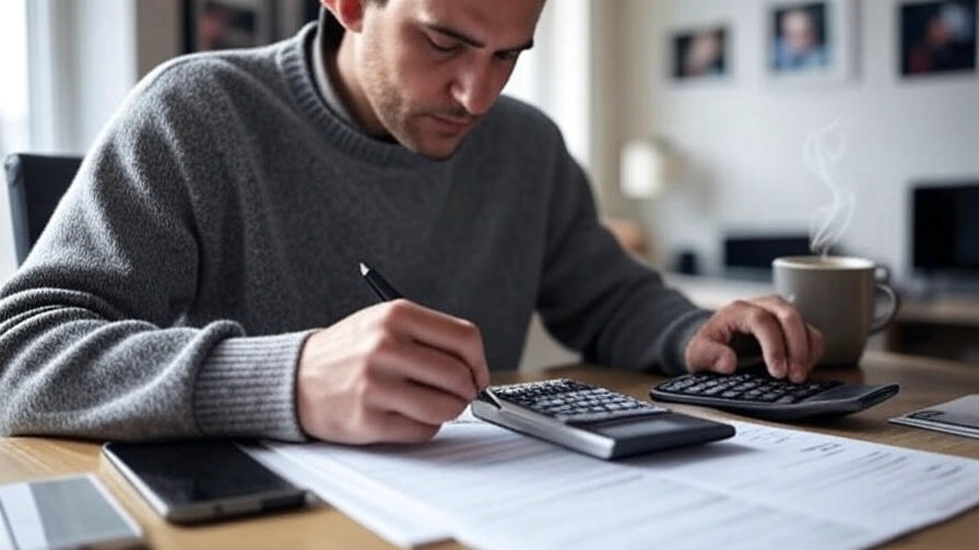 Man calculating financial documents