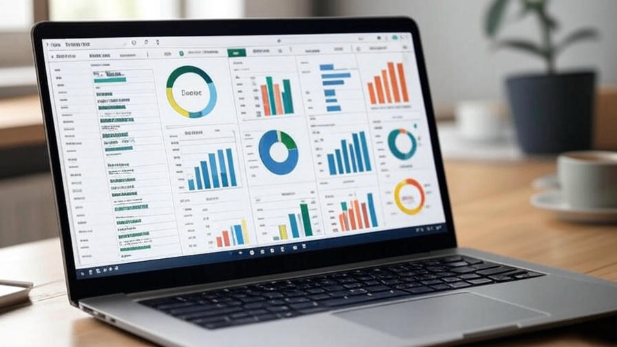 Laptop displaying financial dashboard