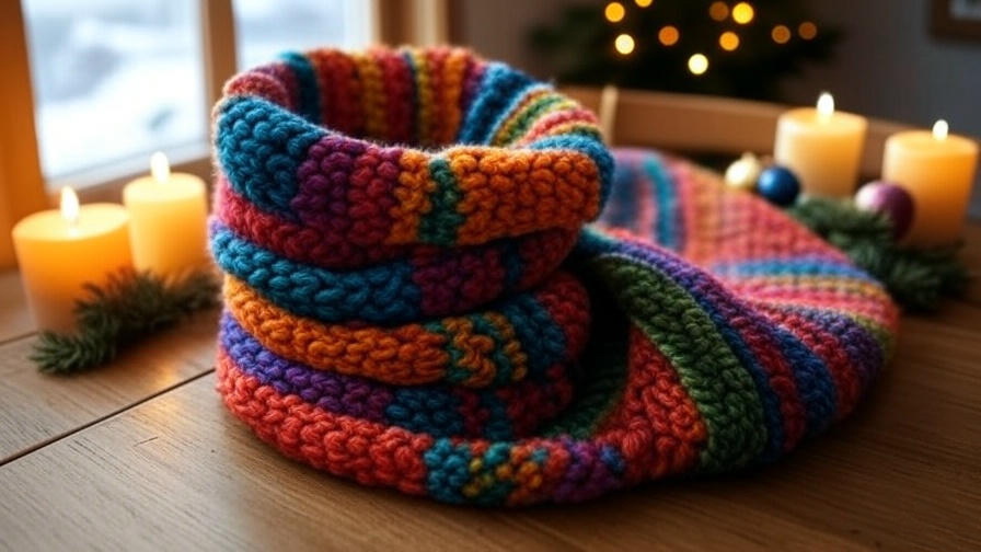  Colorful knitted winter scarf