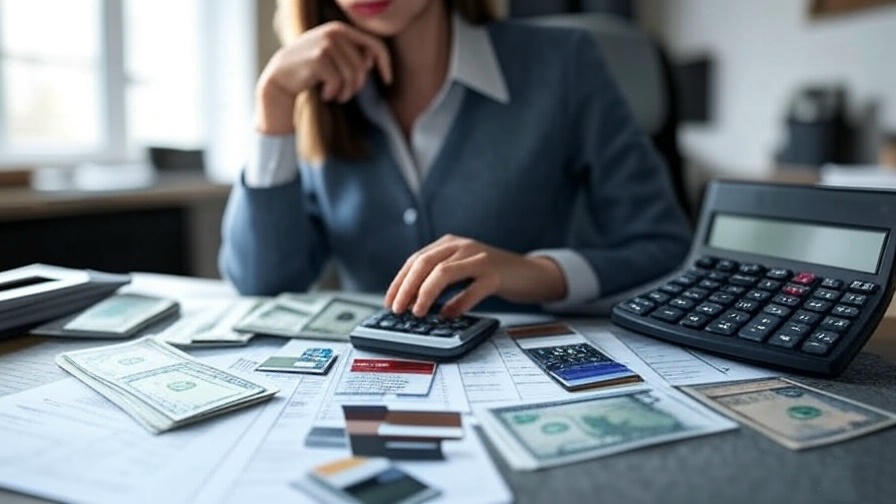 Woman managing financial paperwork