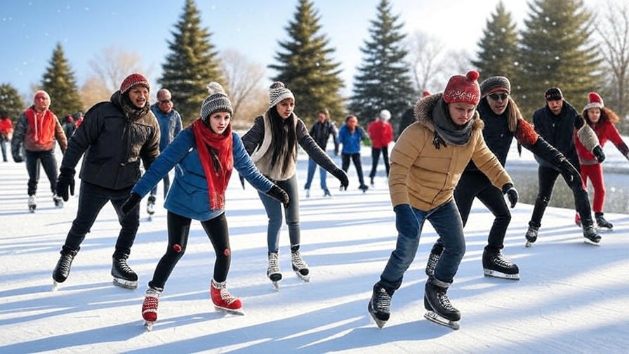 Group ice skating outdoors