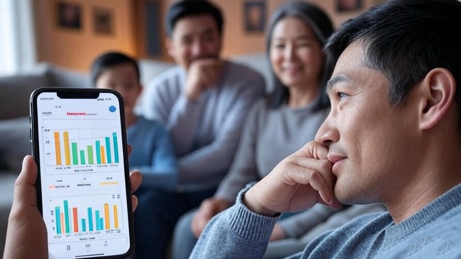 "Family analyzing financial charts"