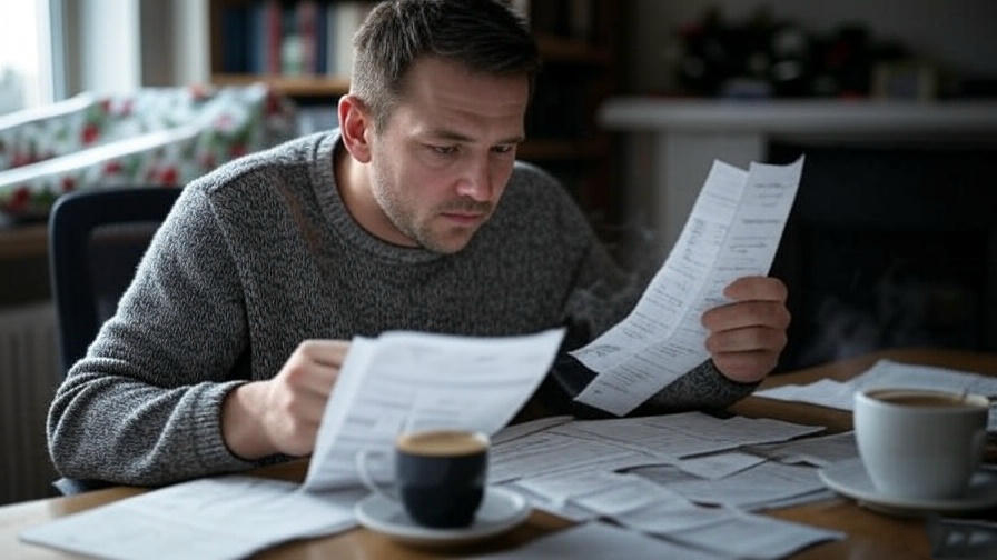  Man reviewing holiday bills