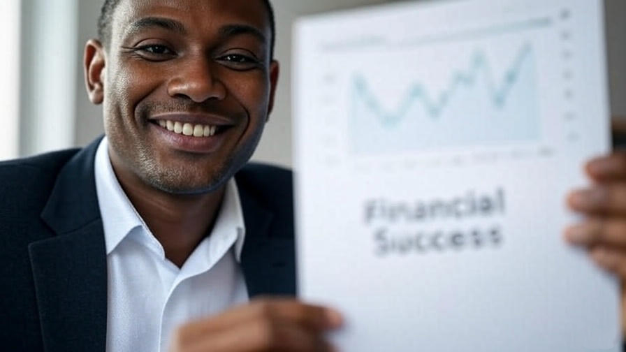 Smiling man holding chart