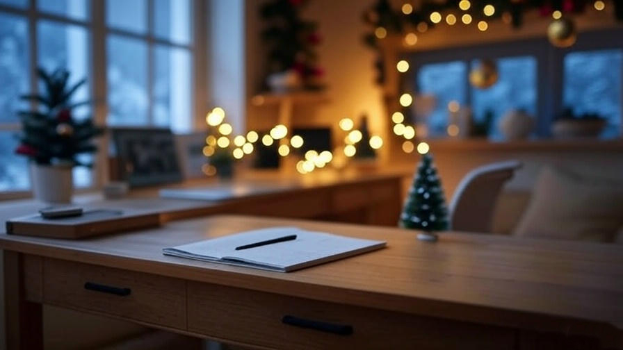 Cozy decorated holiday workspace