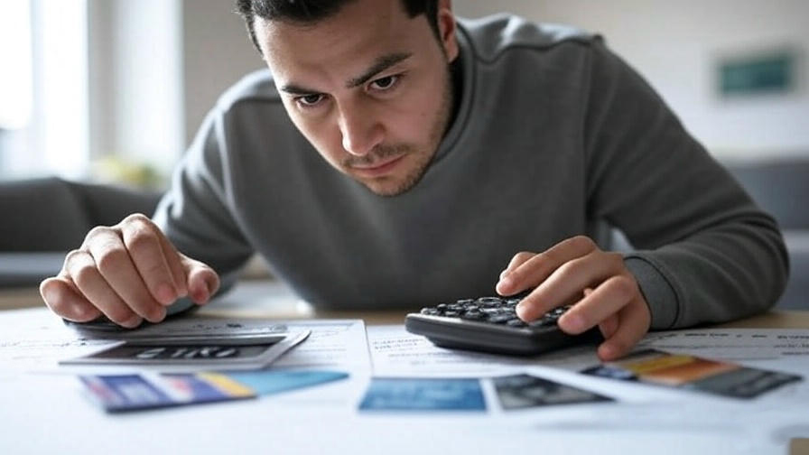 "Man calculating credit expenses"