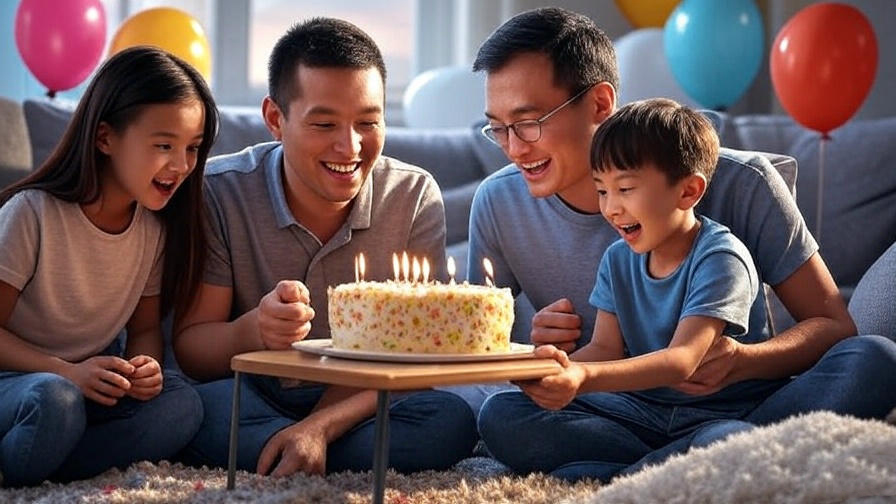 Happy family celebrating birthday.

