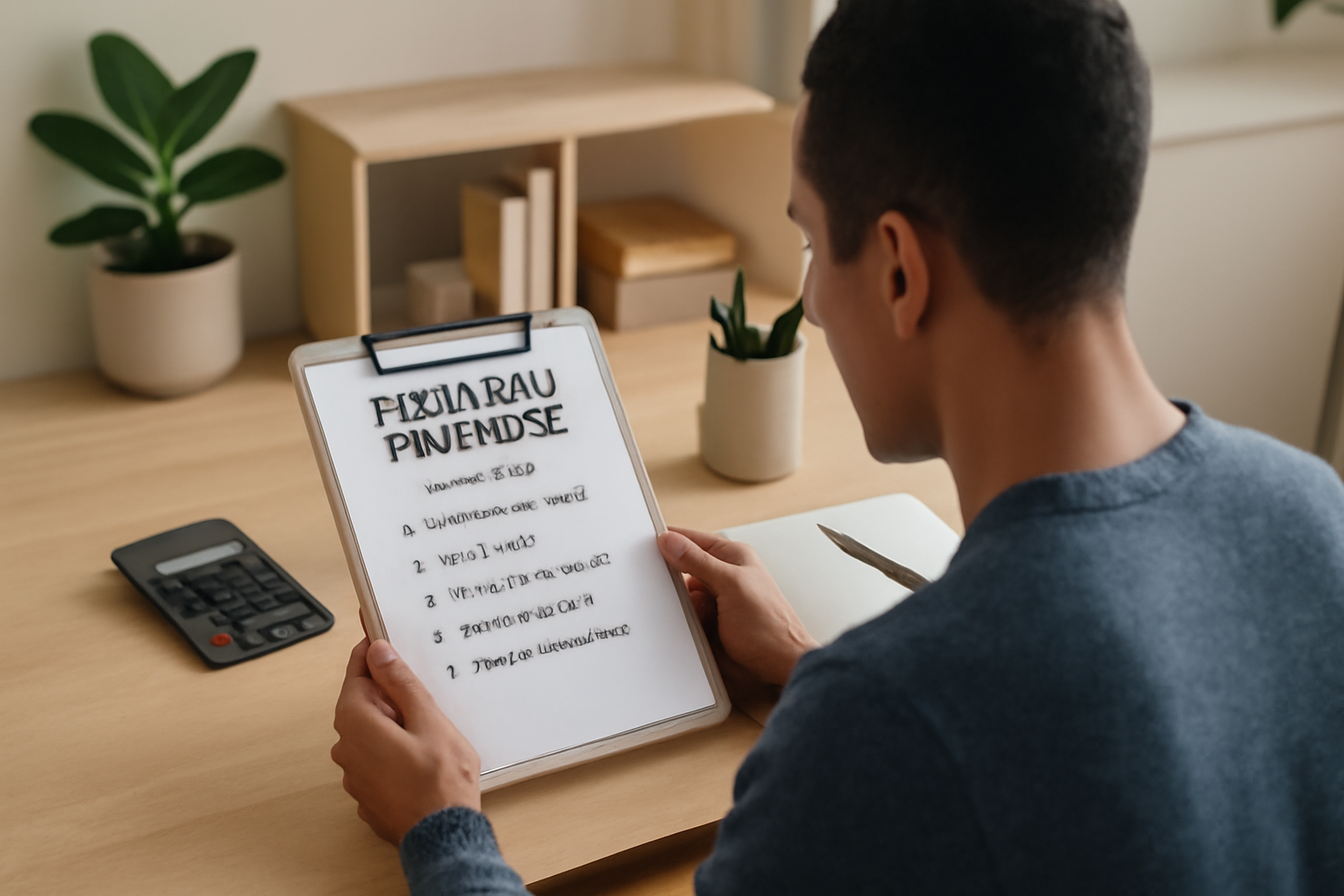 looking at a financial planner or goals list