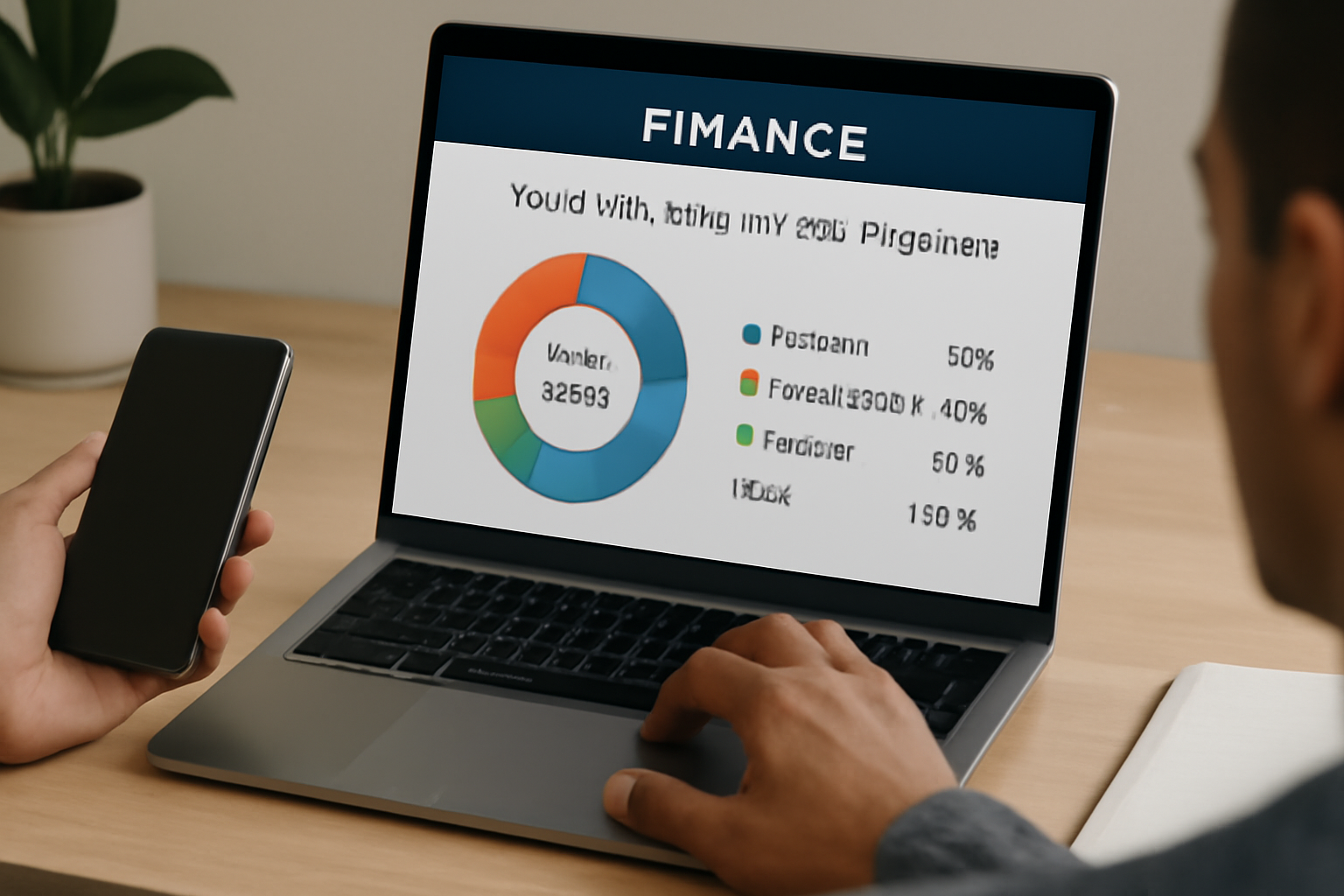 Financial tracking on laptop. 