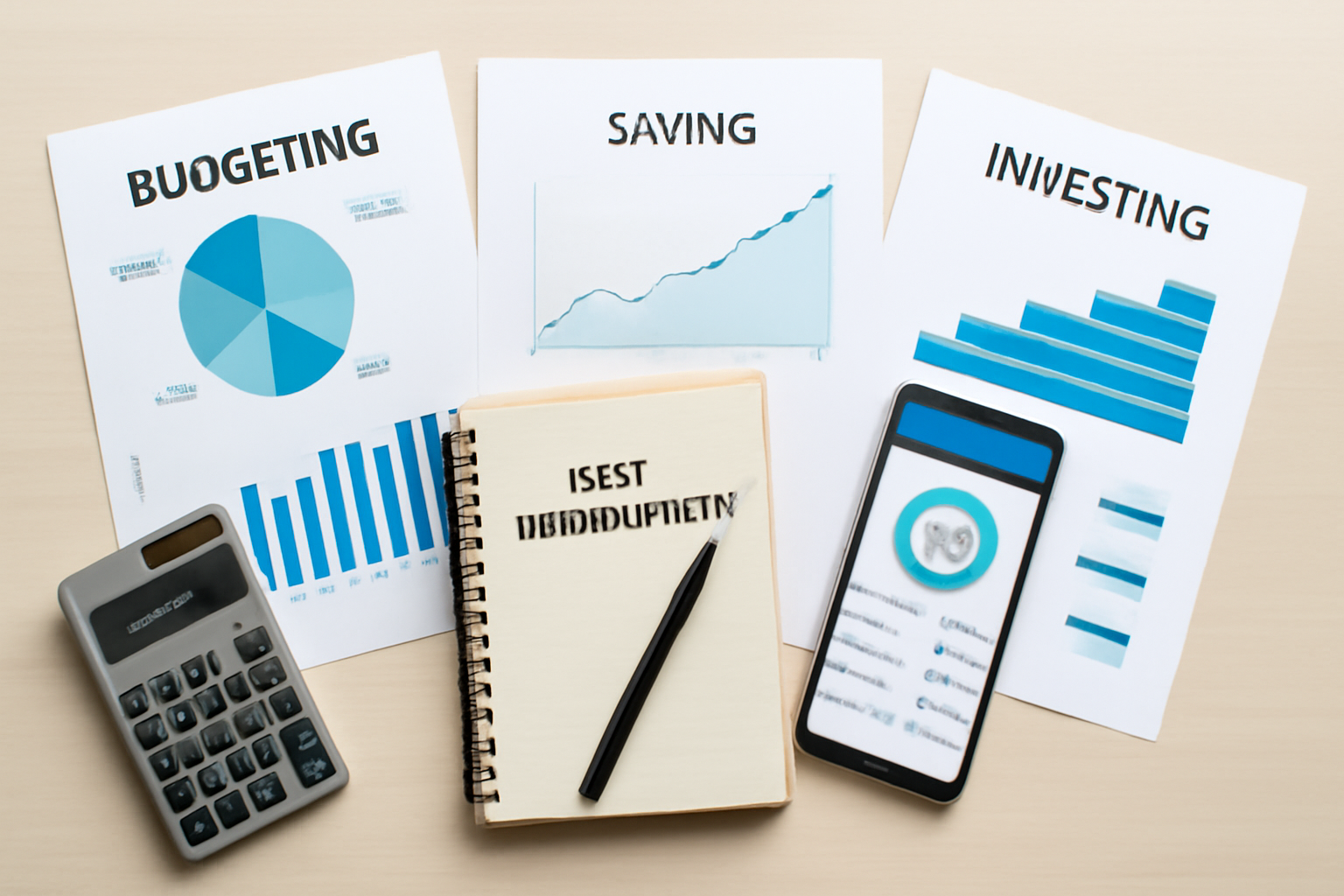 A simple, clean illustration of budgeting tools like a calculator