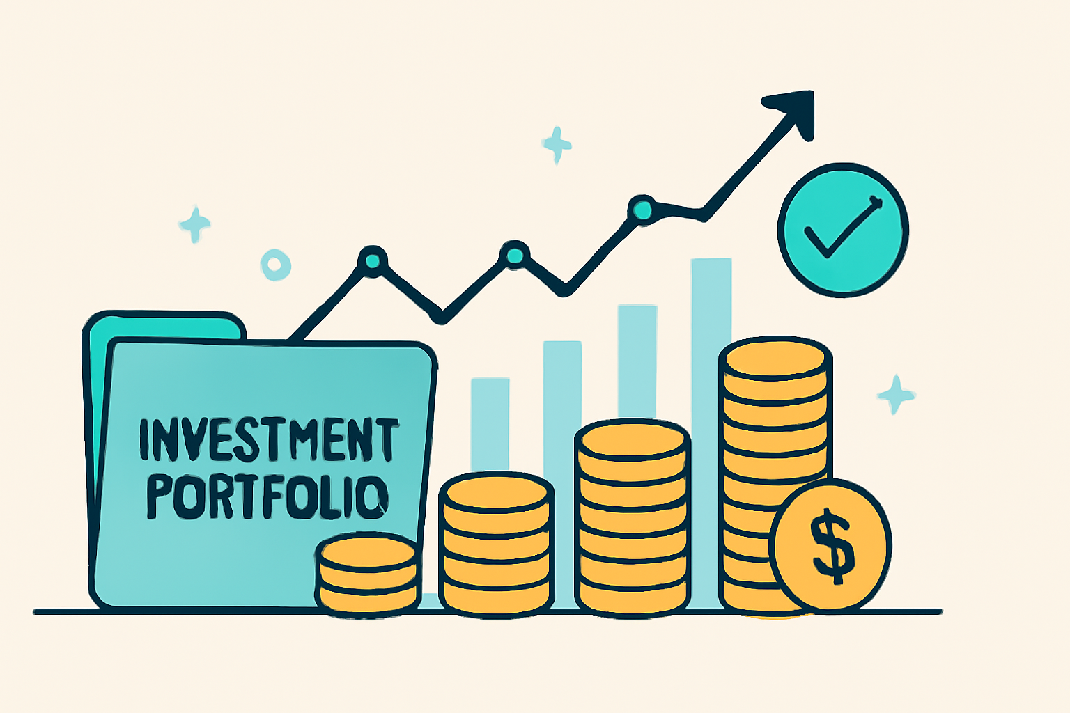 A growth graph or investment portfolio illustration showing increasing wealth