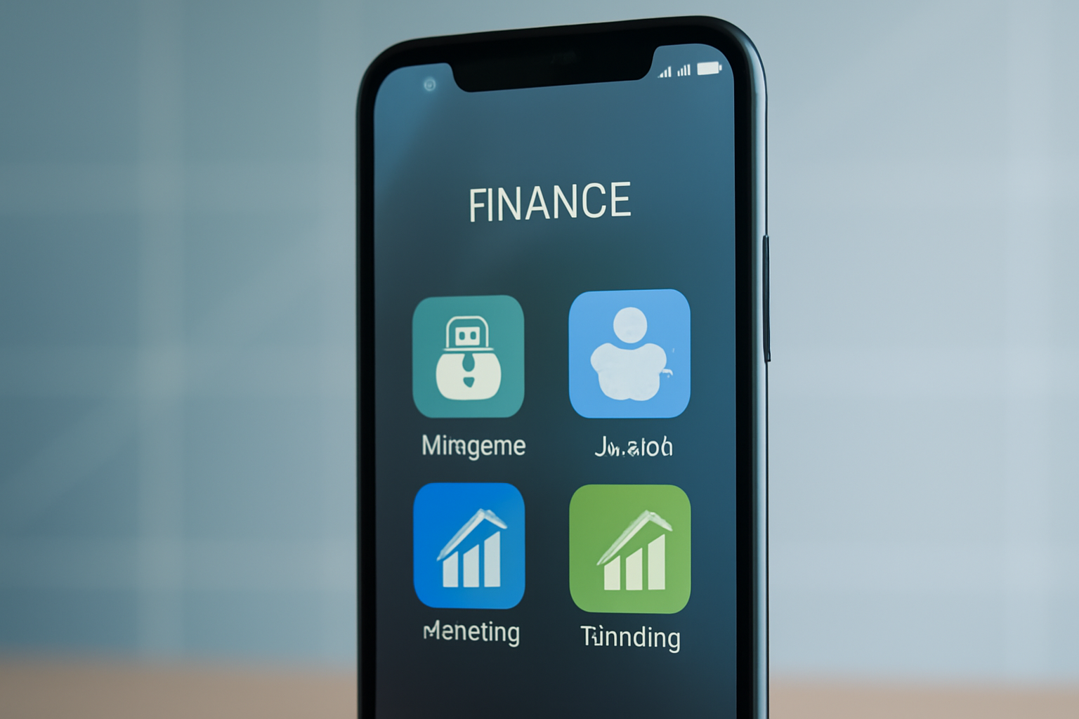 Smartphone displaying financial apps.








