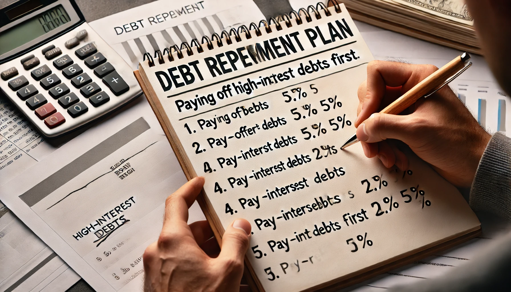 "Organizing debt repayment plan."






