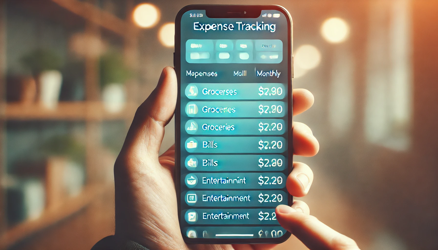 "Expense tracking app interface." 