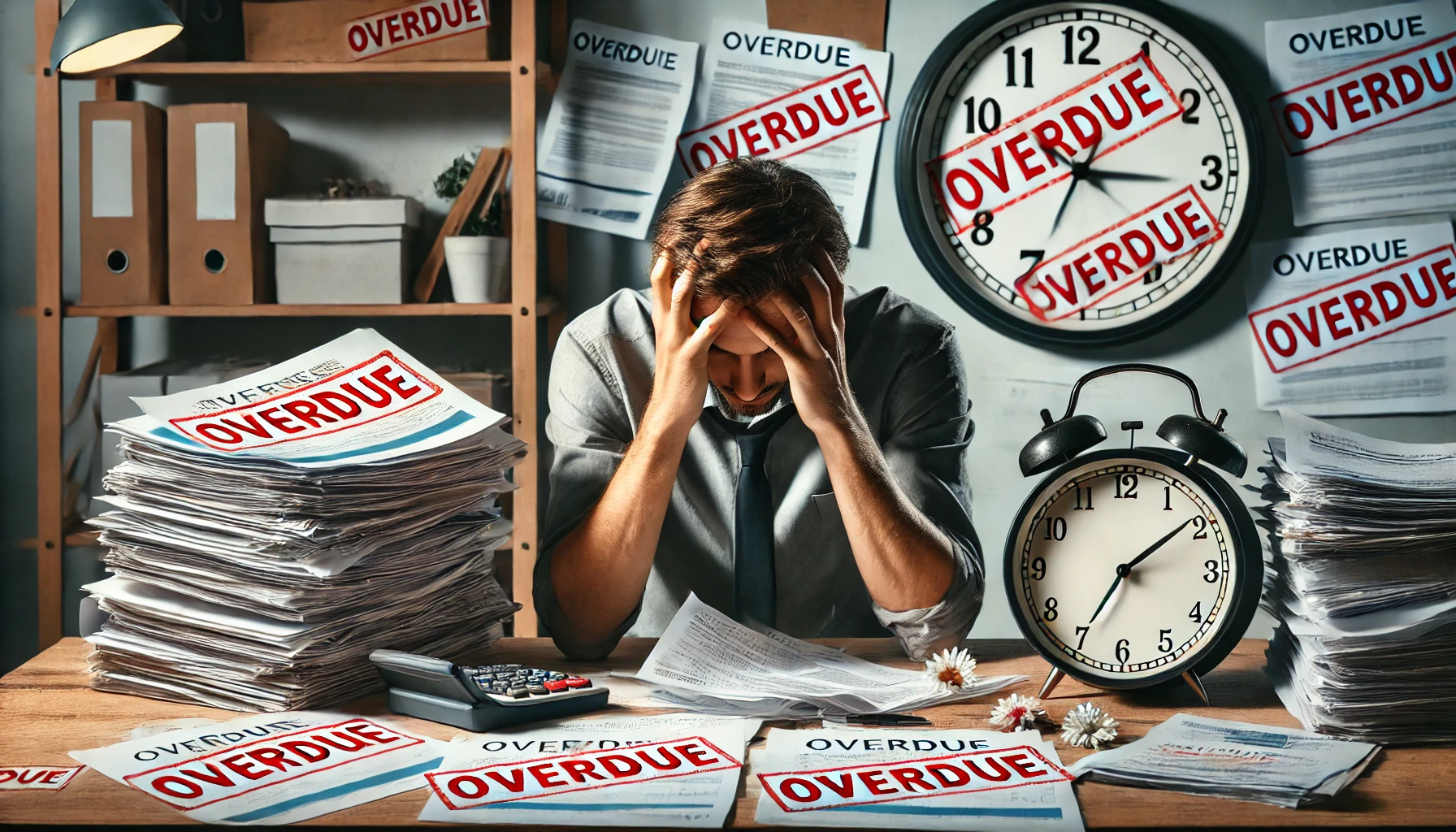 "Stressed business owner overwhelmed financially."







