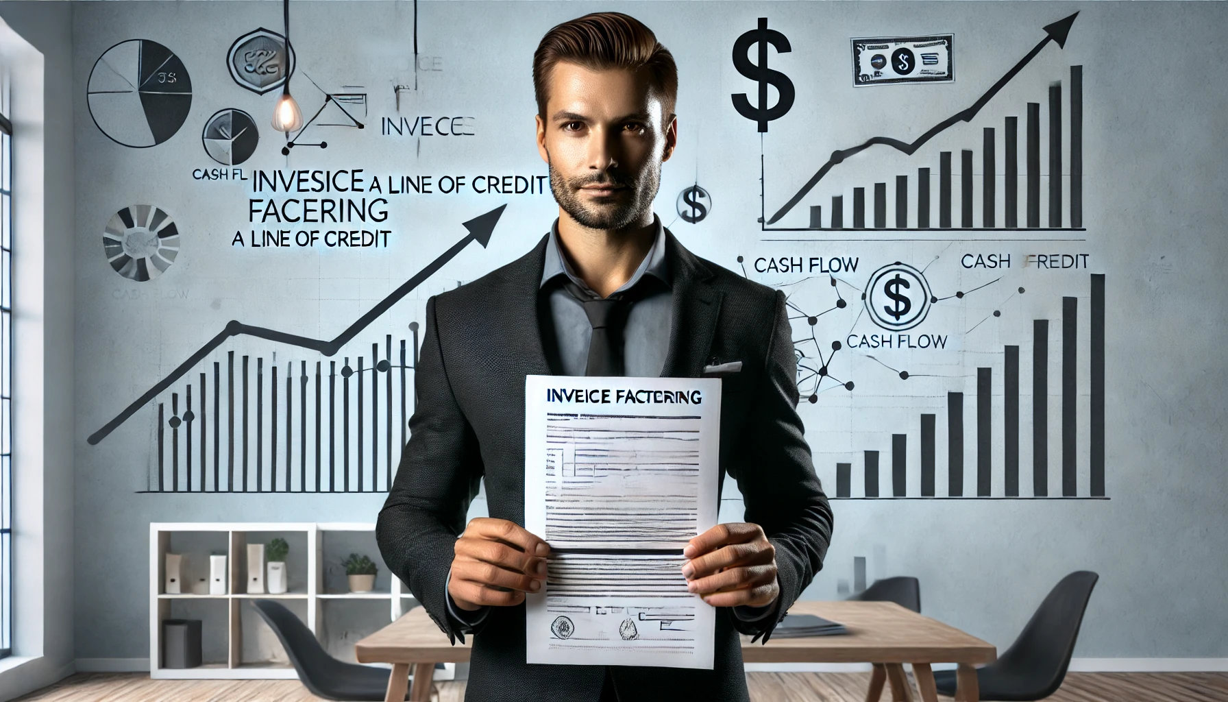 "Business owner with financial tools."







