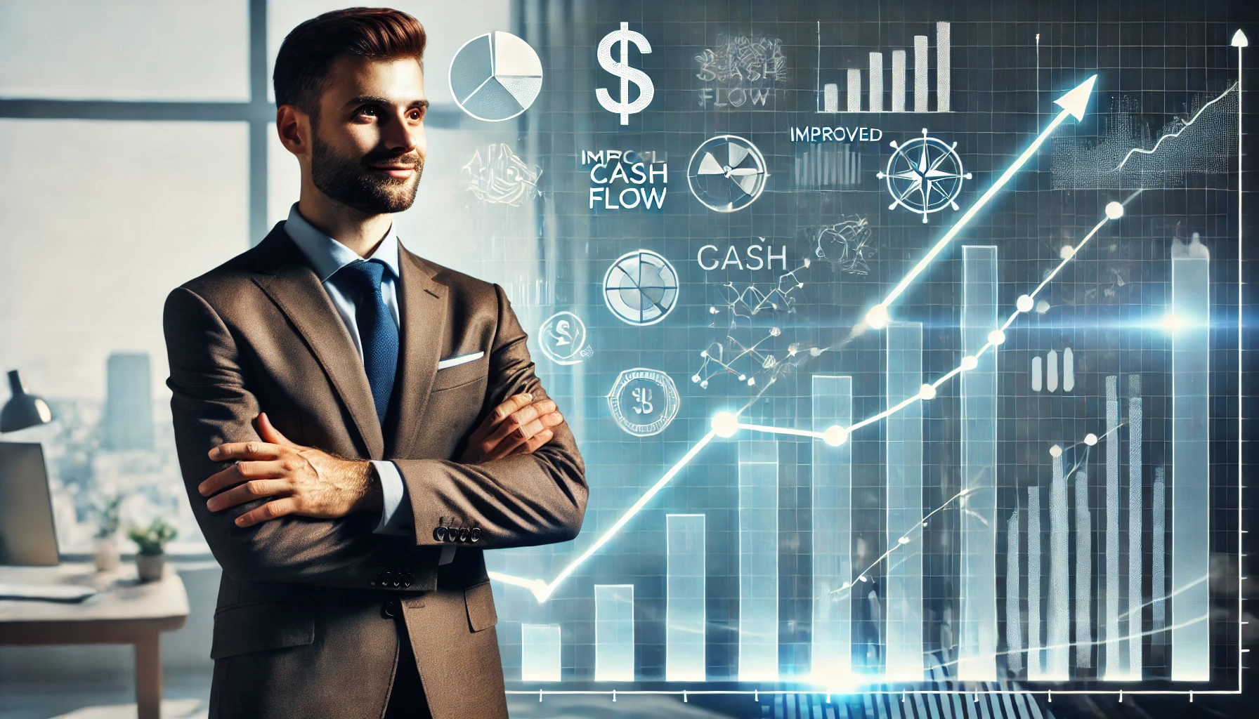 "Confident business owner viewing growth."







