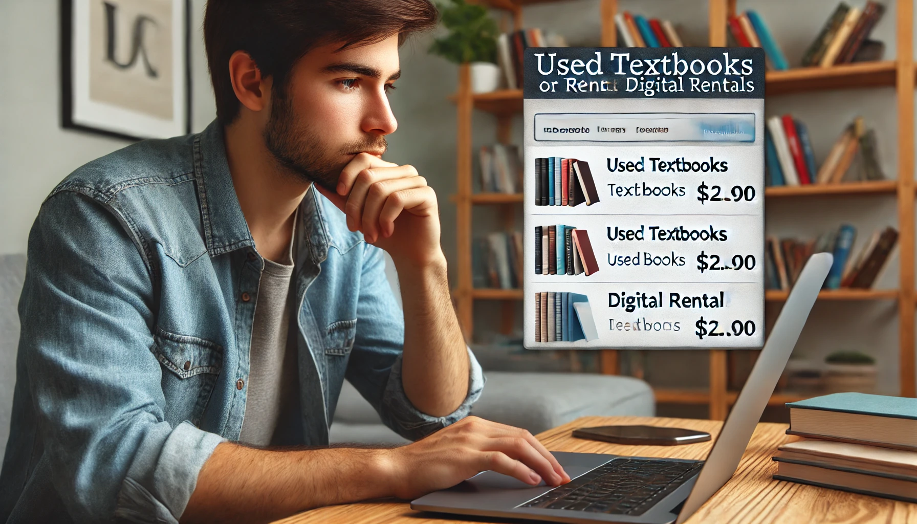 "Student shopping for textbooks."