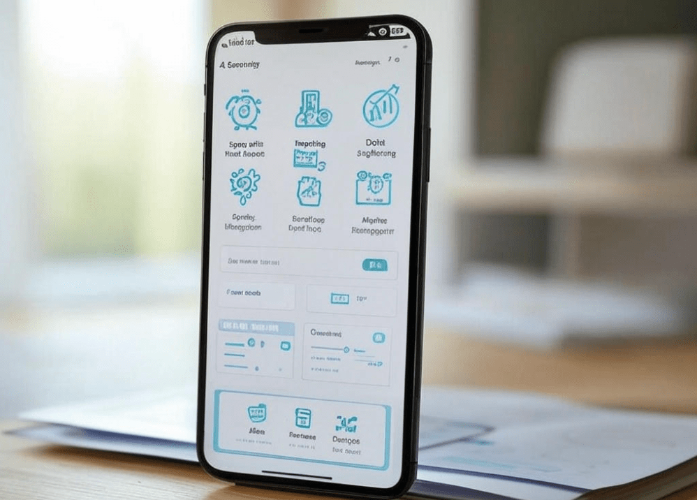 Smartphone displaying app interface.