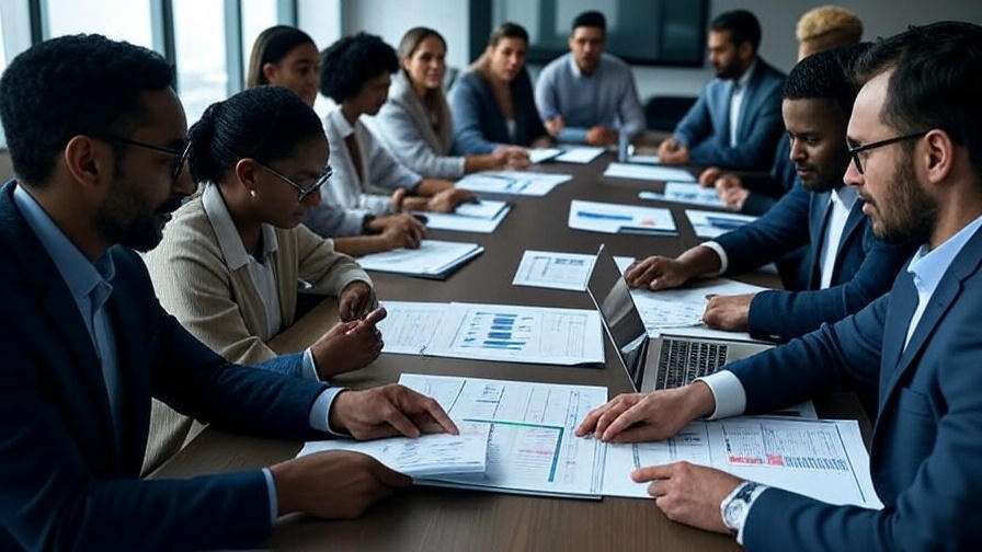 Business team discussing reports