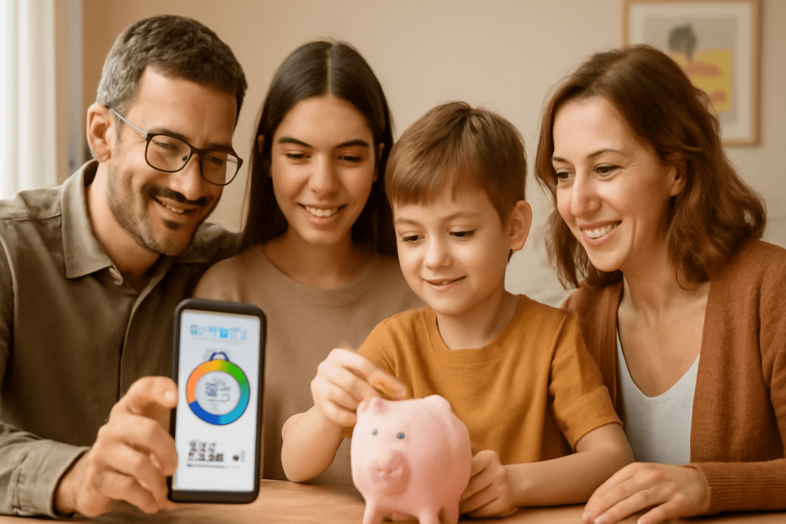 Family tracking savings together.