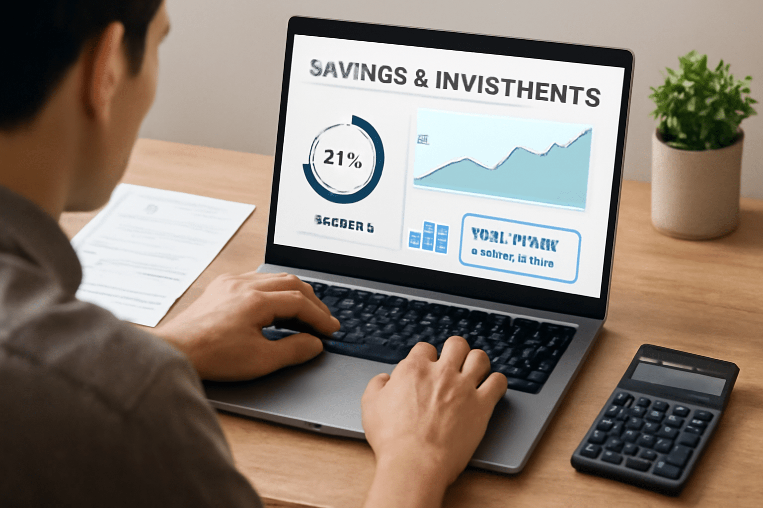 Person managing finances online.