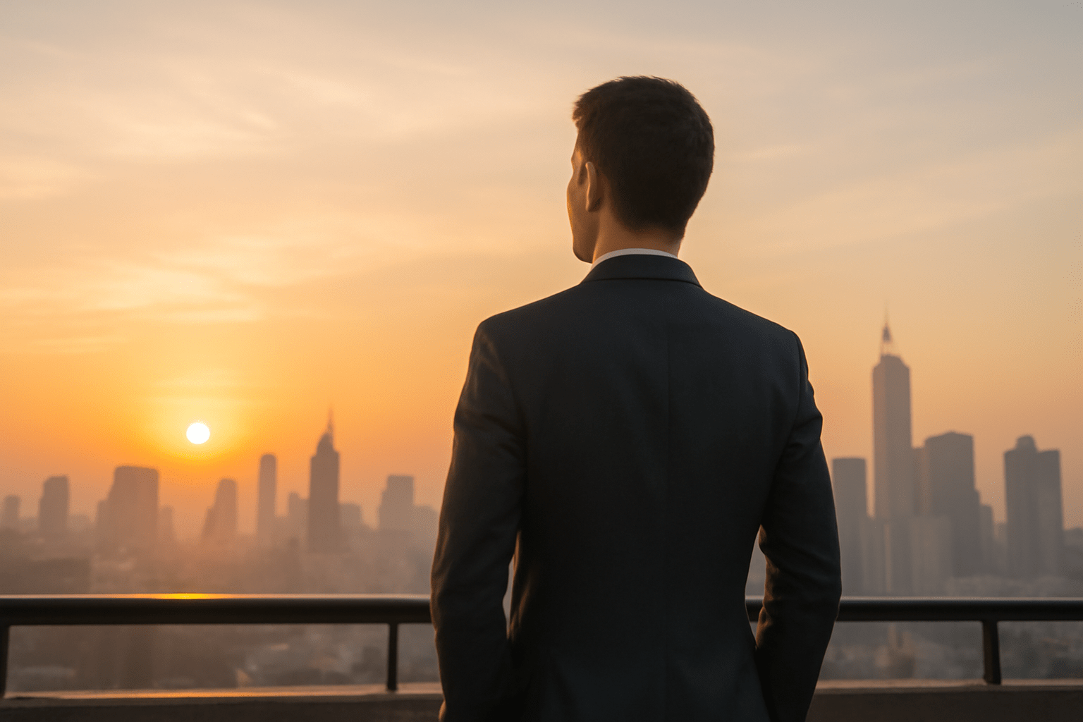 Man gazing at sunrise.