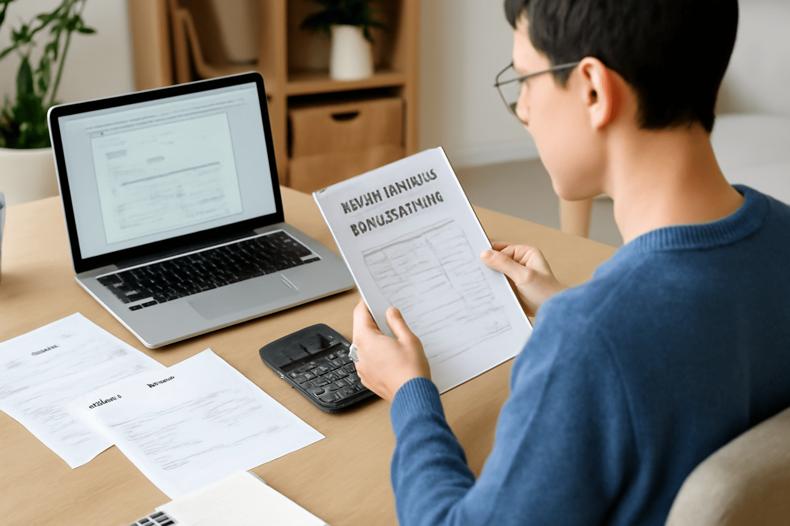 Person reviewing financial documents.