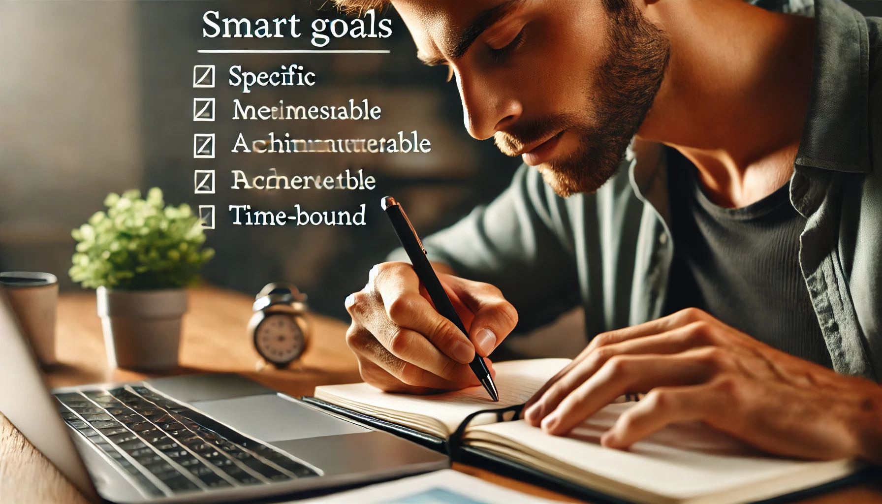 "Writing SMART financial goals."