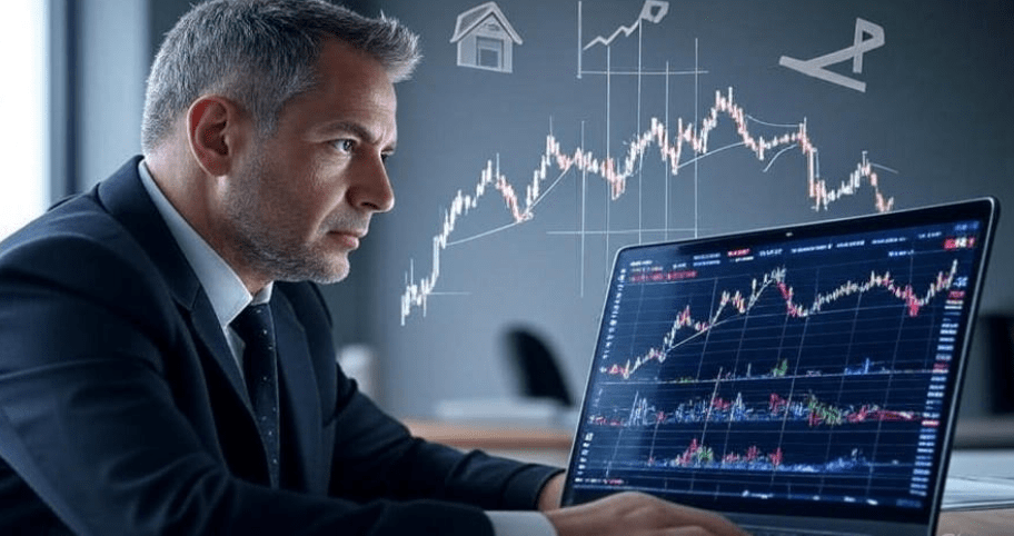 Person viewing stock chart.